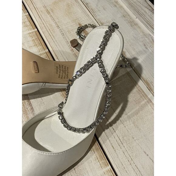 Billinin Dianna White Pointed Toe Heel's With Rhinestone Strap Women's Shoe 6 - Picture 7 of 7